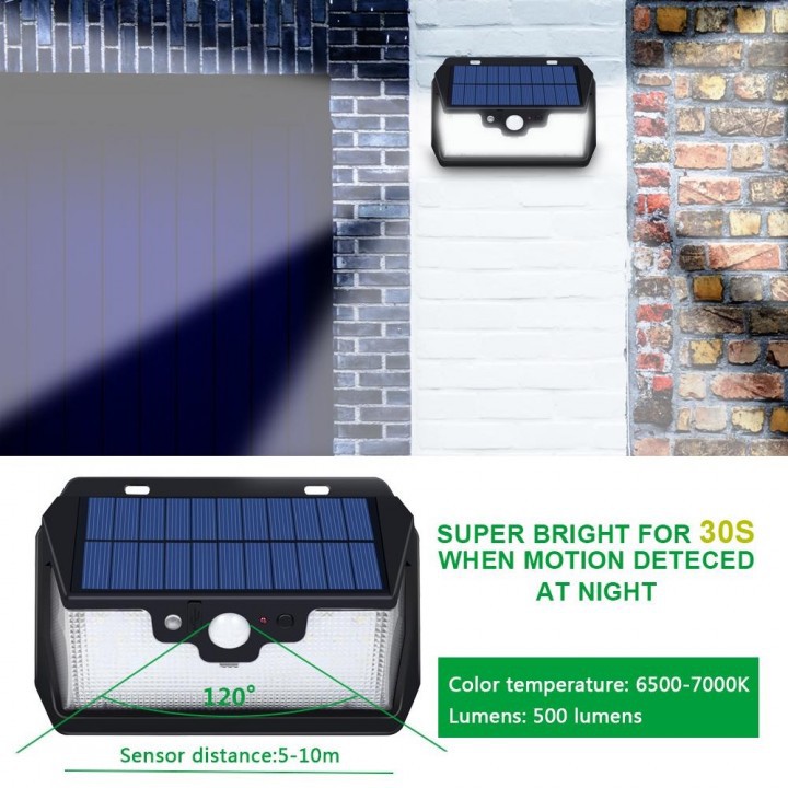 SL-5038 - 750 Lumens Motion Sensor 53 LED Solar Lamp Light with Remote