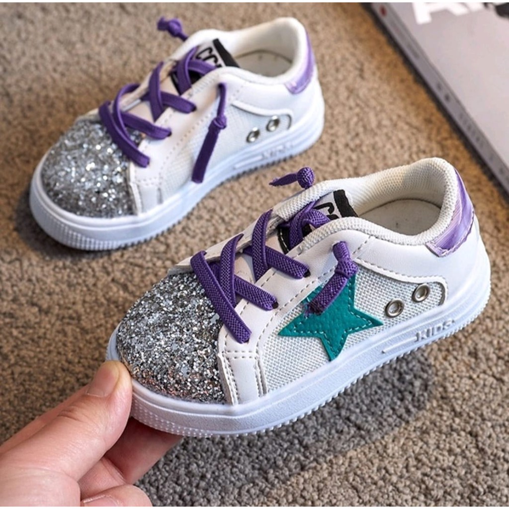 Glitter Sepatu Sneakers Sepatu Anak Import Size 26-30 Usia 3-5 Tahun