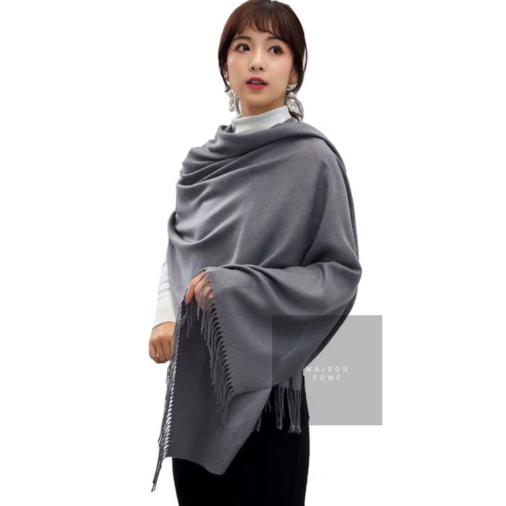 Cashmere Scarf Syal Kasmir Pashmina Shawl Polos Tebal