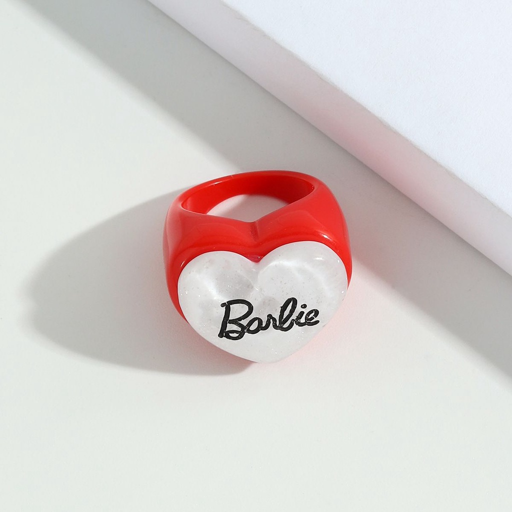 Needway  Geometric Finger Rings Trendy Acrylic Resin Ring Women Letter Heart Korean Cartoon Personality Fashion Jewelry