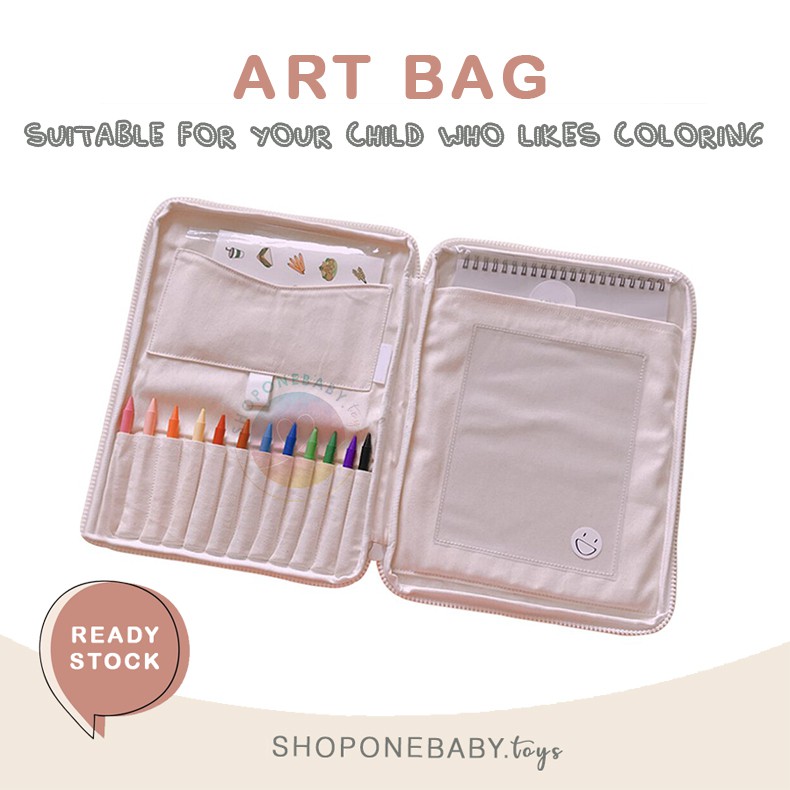 

INSTAN LARGE Children's Art Brush Canvas Storage Bag Crayon Stationery Tas Kain Tempat Pensil Anak Tepak
