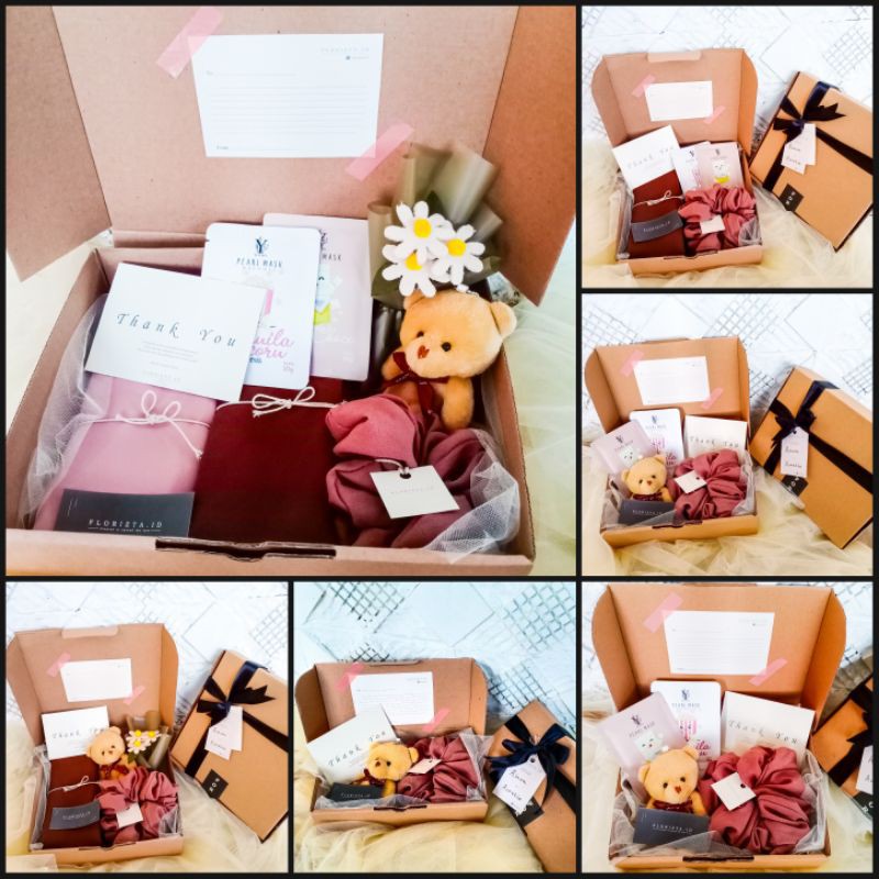 

Hampers Hijab / Gift Package / Hampers / Kotak Kado [Pilih Jenis+Warna Hijab]