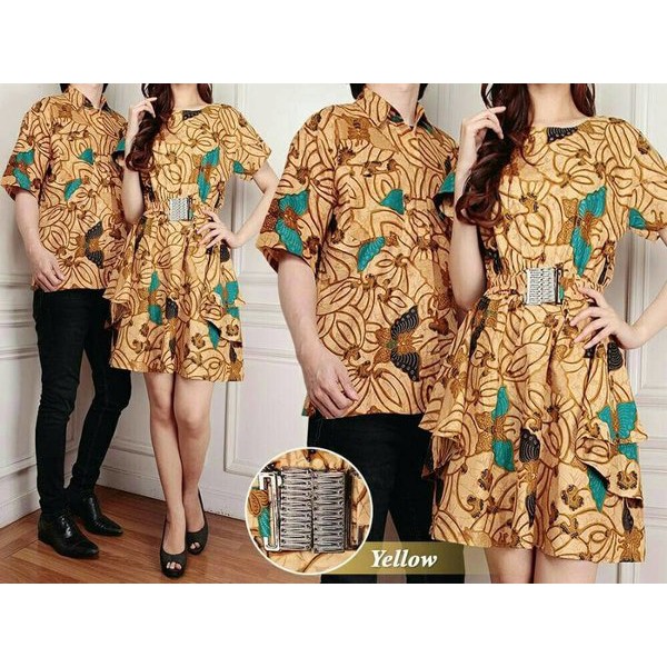 Unix Baju batik Couple Kekinian 16054 Couple Batik Abstrack Mocca Alexa