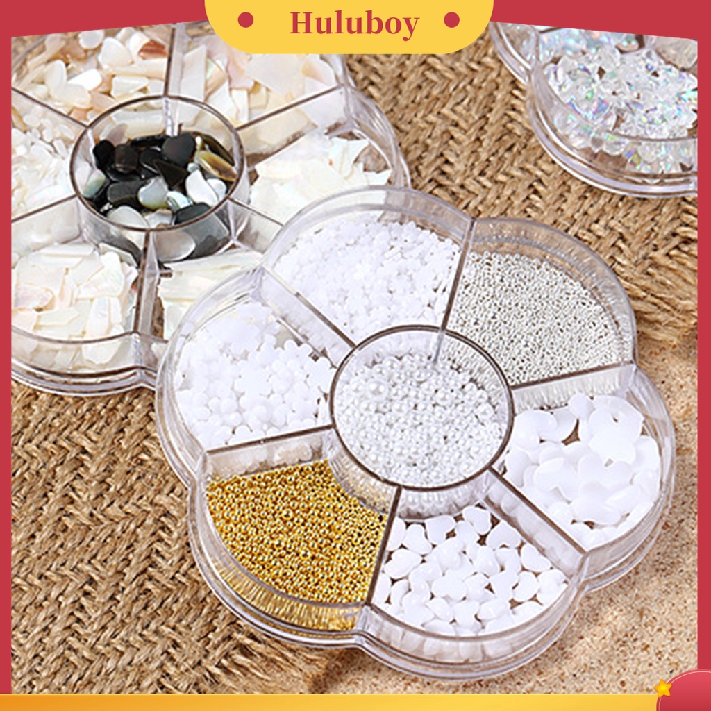 Huluboy Huluboy♡ 1 Kotak Manik-Manik Mutiara Universal Bahan Resin Untuk Dekorasi Nail Art