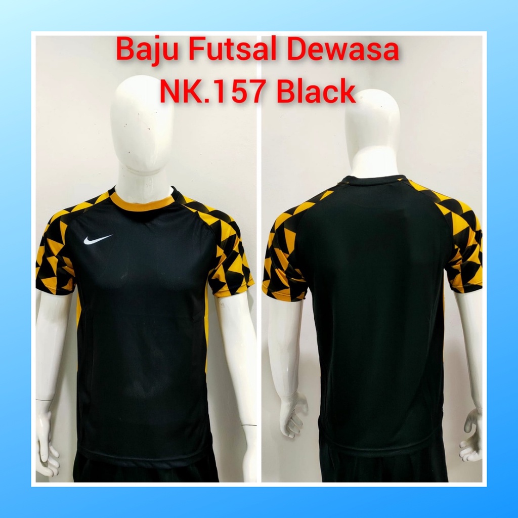 jersey futsal pria kaos sepak bola club baju atasan wanita dewasa t-shirt seragam custom jersy outfit klub olahraga kostum jarsey soccer pakaian oblong sports suit apparel NK157 hitam