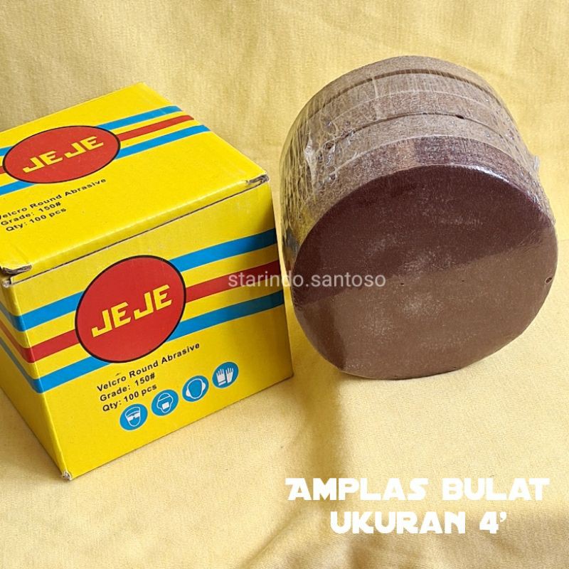 ecer AMPLAS BULAT VELCRO 4 inch grit 60 80 100 120 150 240 ampelas abrasive paper