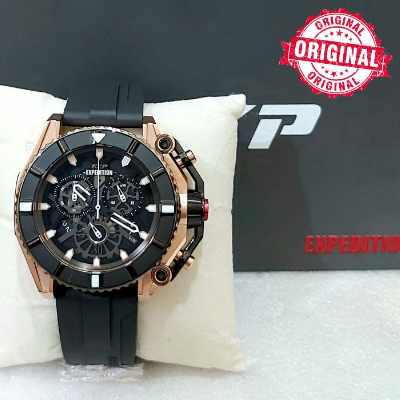 Jam Tangan Pria Expedition E 3009 Expedition Pria Black Rosegold Original