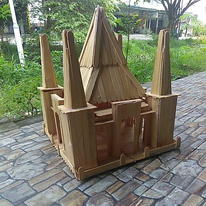 Miniatur masjid dari stik es krim bisa request model