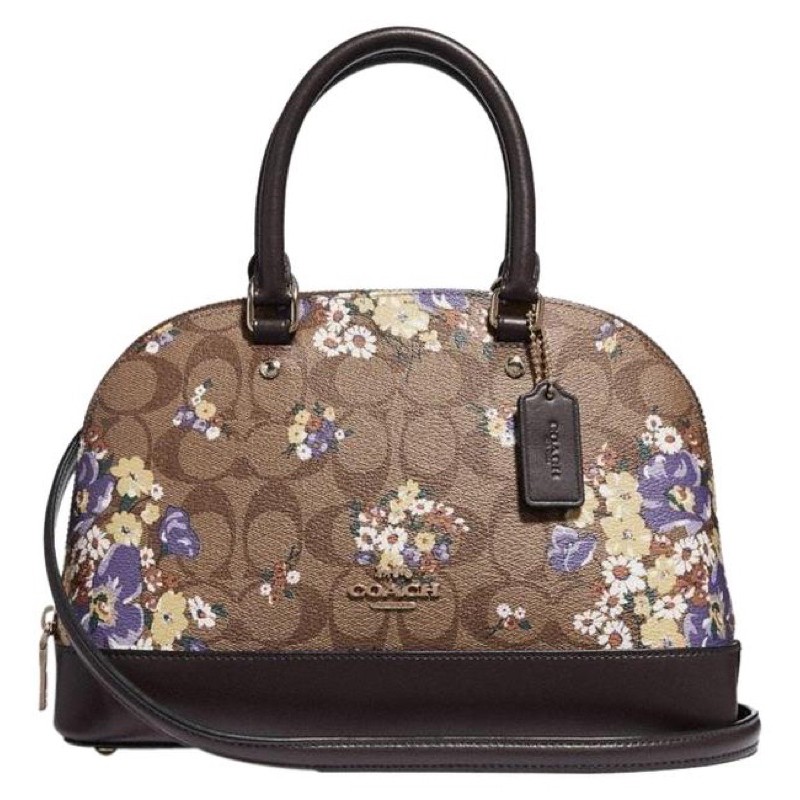 COACH Signature Medley Bouquet Print Mini Sierra Satchel Khaki Multi