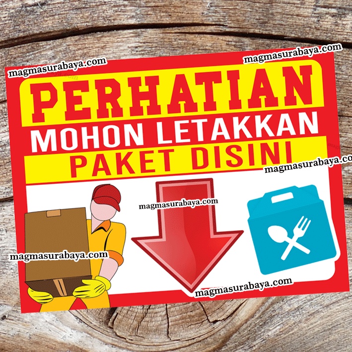 

Sticker Perhatian letakkan paket disini - label stiker