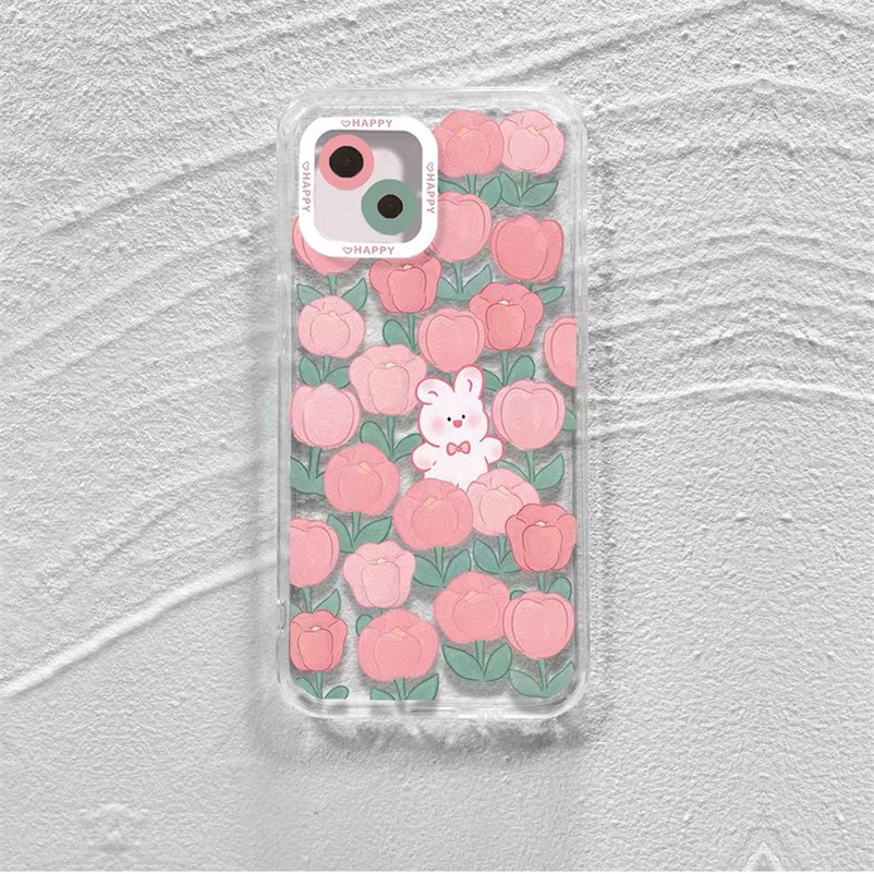 Case Bahan Silikon Desain Kelinci Tulip Pink Tahan Banting Untuk Vivo V23 V23e V21 V21e V20 T1 Pro Y21 Y33s Y33T Y21T Y76 Y55 Y15A Y01 Y20 Y20i Y20 Y20 Y15s Y12 Y50S Y1s Y12s Y50S Y20i Y12s Y20i