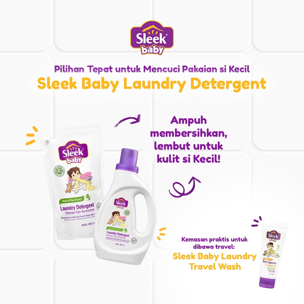 [BPOM] Sleek Laundry Detergent Isi 4 LITER / Sleek Baby Detergen Sabun Cuci Baju / Kino / MY MOM