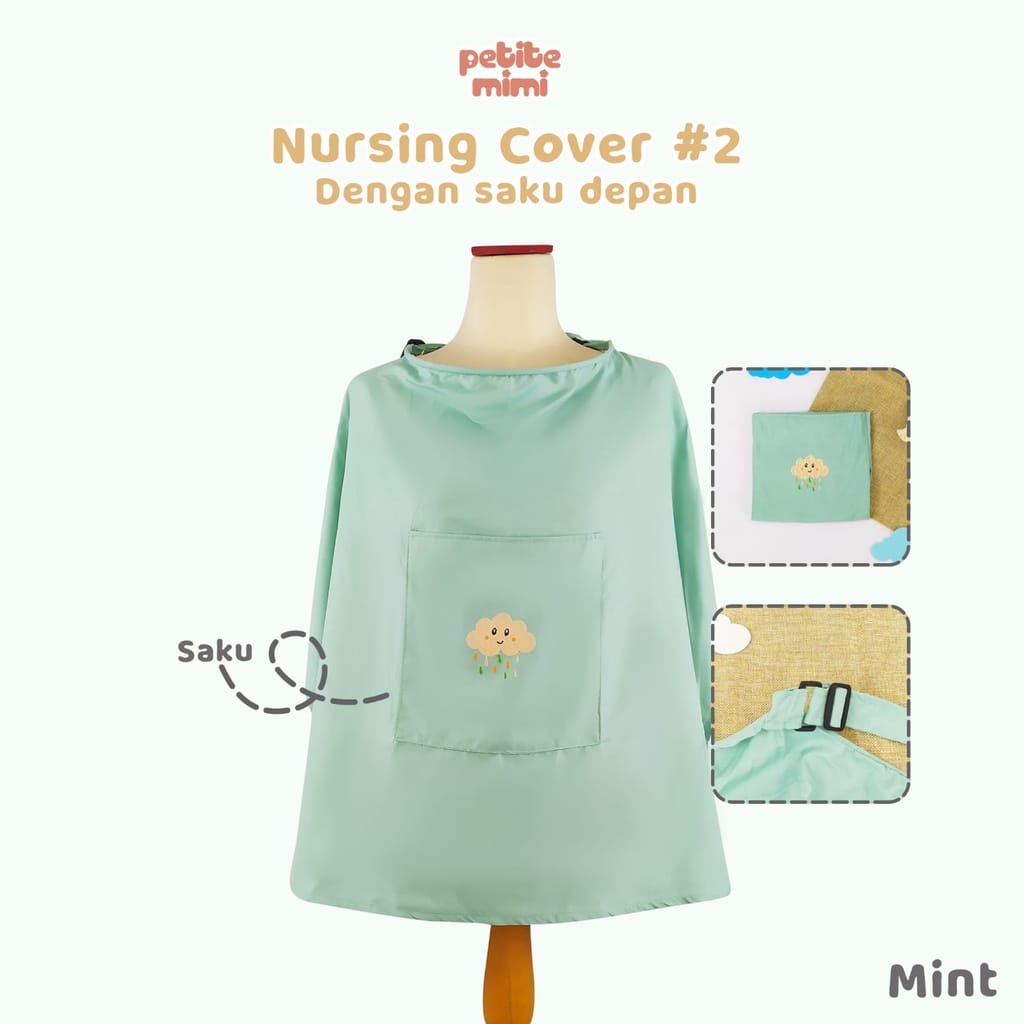 PETITE MIMI APRON POLOS BORDIR PELANGI / AWAN REGULER - APRON MENYUSUI - APRON POUCH