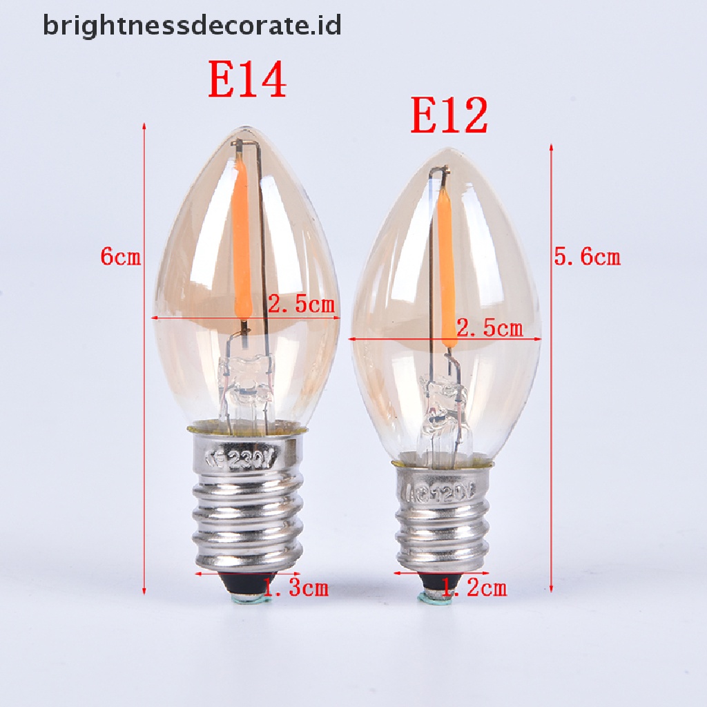 (birth) Lampu Bohlam Filamen LED E14 / E12 C7 0.5W Untuk Chandelier