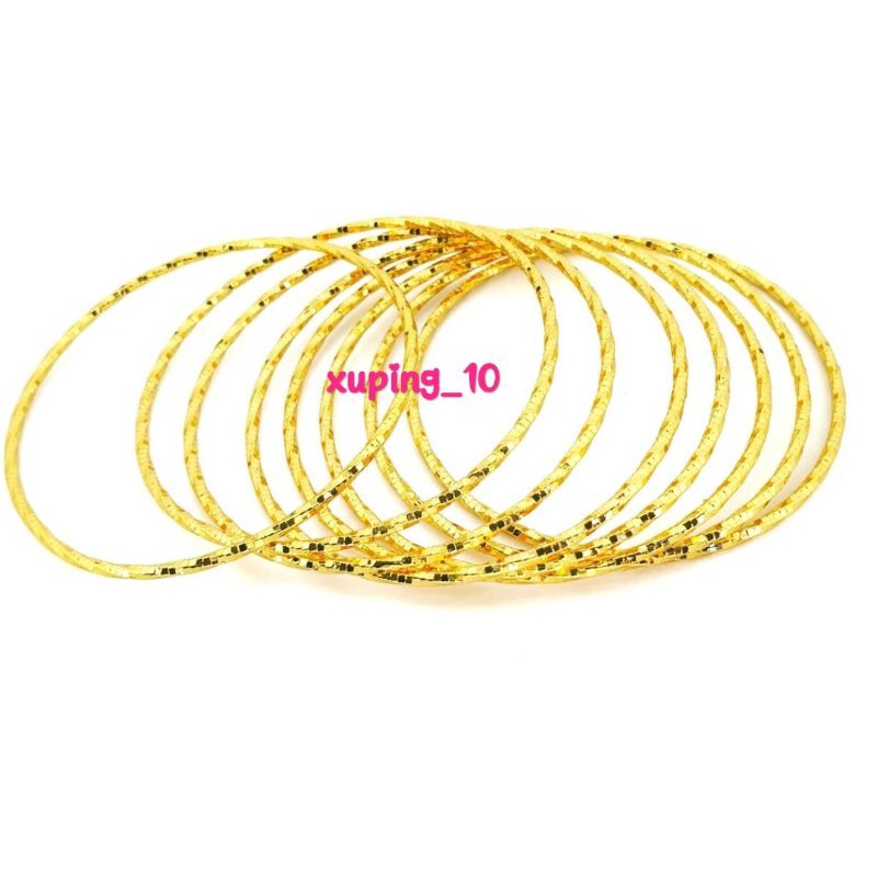 Gelang titanium wanita tumpuk lapis emas xuping 005 isi 7 Pcs