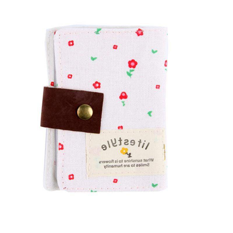 ELFYDO - Dompet Kartu Canvas Dompet Kartu Slot Motif Us Floral Dompet Kartu