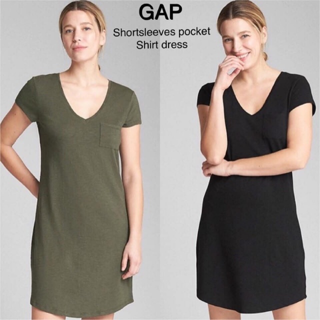 Gap army V neck pocket casual t-shirt dress