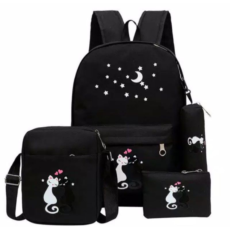 Backpack Jabox - Tas Sekolah Beranak Stylish Murah-Hitam
