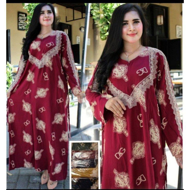 Longdres Andin Ikatan Cinta - Gamis Rayon  Wanita Lengan Panjang