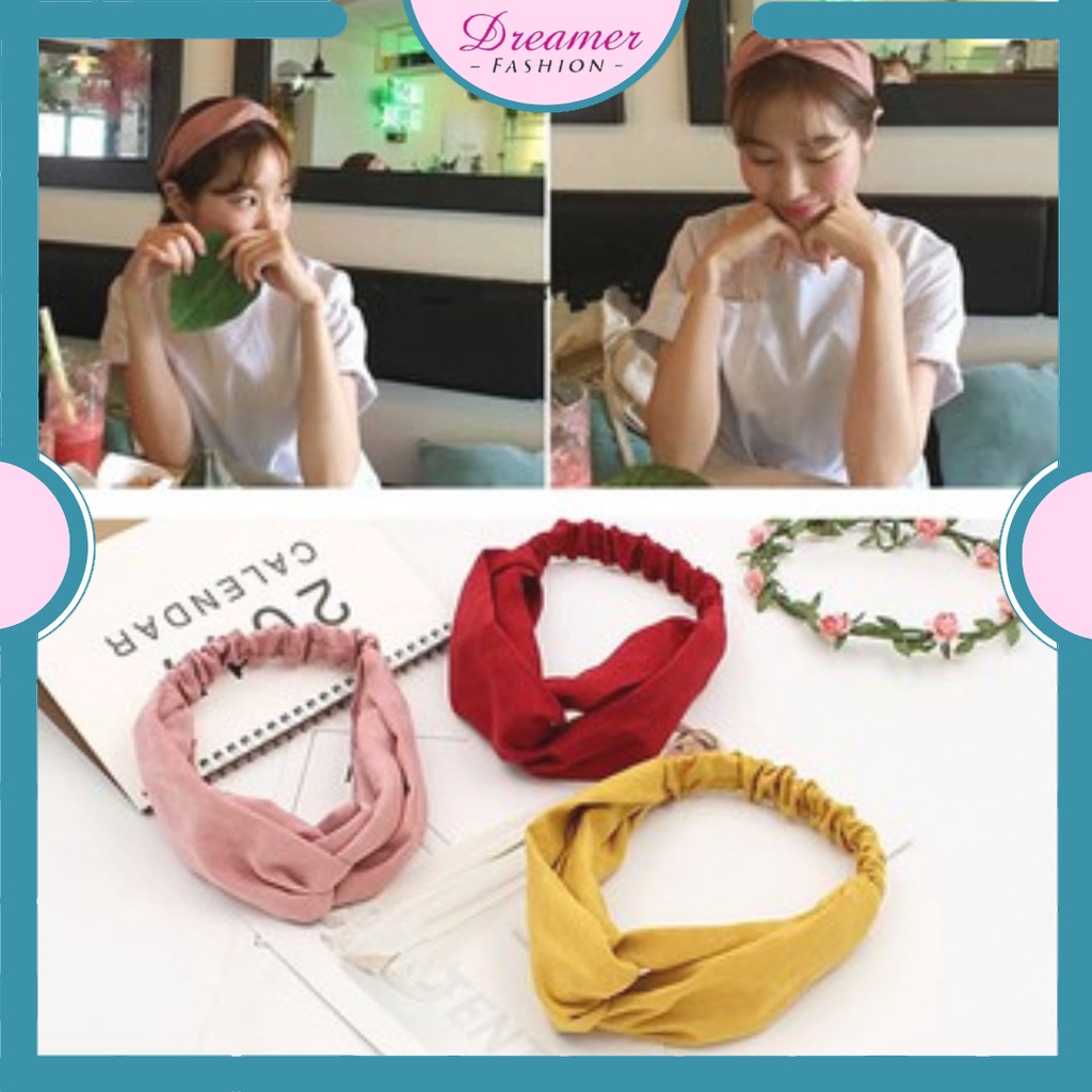 DF VZ044 Bando Polos Wanita Premium Bandana Simpul Twist Elastis Untuk Wanita