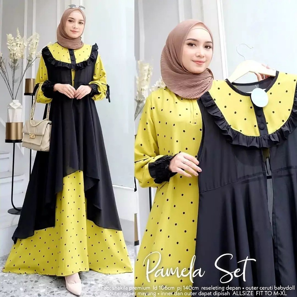 DRESS MUSLIM, baju wanita, baju gamis, dress, gamis, Baju gamis, fashion wanita, Pamela Set B