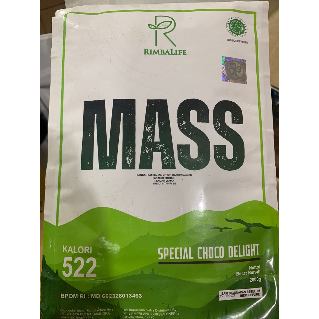 Rimba Mass Gainer 4.4 lbs 2000 gr 2 KG Bpom Halal Penambah Berat Badan