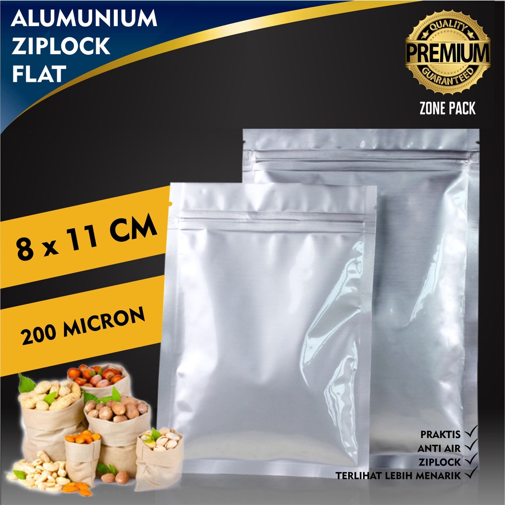 Plastik Klip Aluminium Foil Flat 8 x 11 I Sachet Pouch I Plastik Ziplock I Kemasan Aksesoris