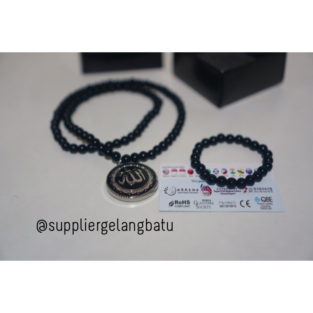 KALUNG lafadz giok hitam Ginsamyong silver al nabil azhikra obsidian black onyx natural therapy