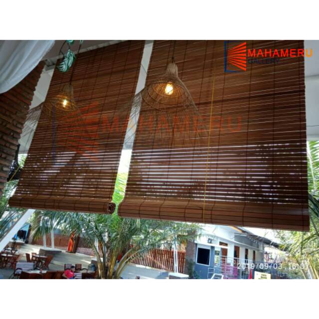 Tirai Kayu atau Kre Kayu dari bahan kayu bengkirai dan merbau