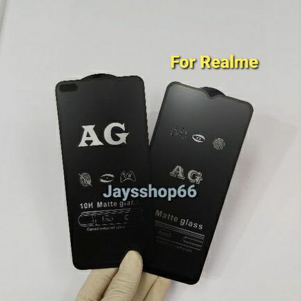 AG MATTE TEMPERED GLASS 9H ANTI MINYAK DOFF BLACK FOR REALME 5 7i C2 C3 C11 C12 C15 C20 C21 C21Y C25