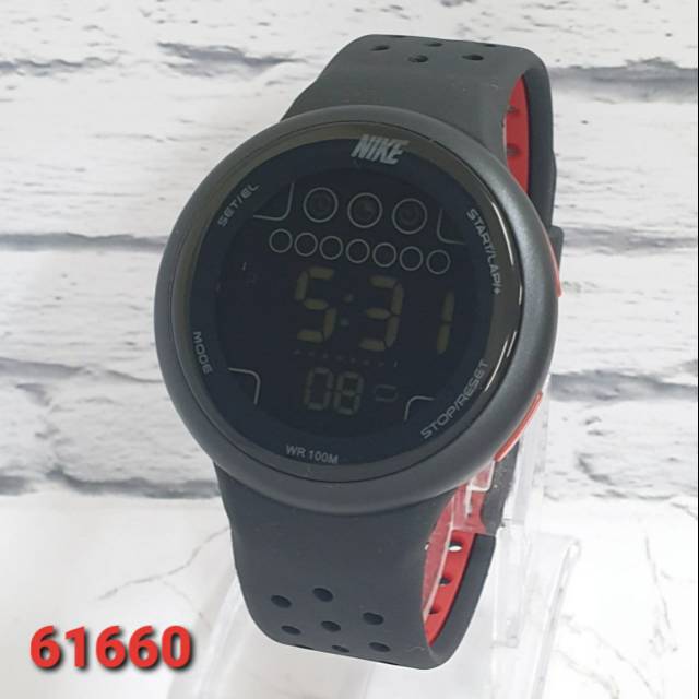 JAM TANGAN UNISEX PRIA/WANITA NIKE DIGITAL STRAP RUBBER MODEL BULAT