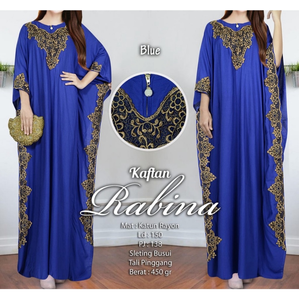 [ARFK] Kaftan Rabina / Baju Kaftan Lebaran / Kaftan Jumbo XXXL / Gamis Wanita Muslim Kaftan Mewah