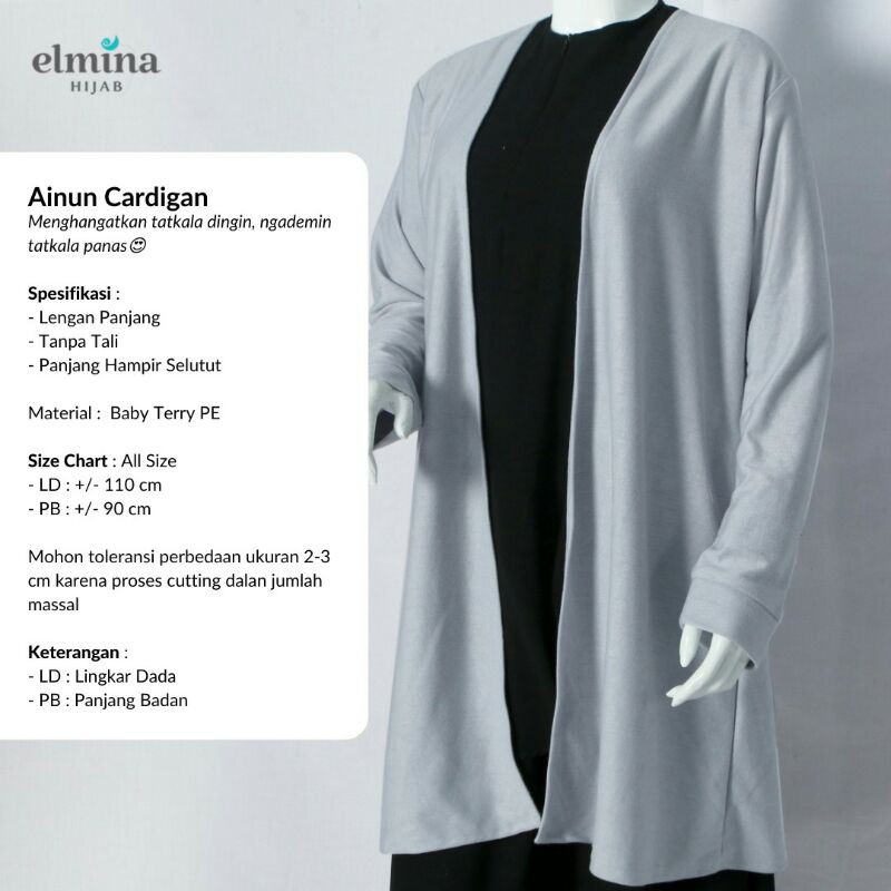 Cardigan Ainun By Elmina Hijab