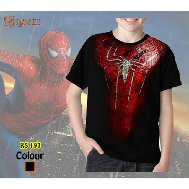 Kaos Baju Anak Cowok Superhero Spiderman Body Tshirt Rhymes Import