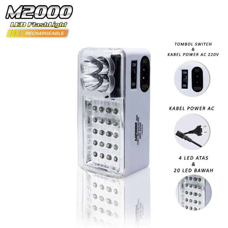 Lampu Emergency / senter LED camping M2000 LED charger