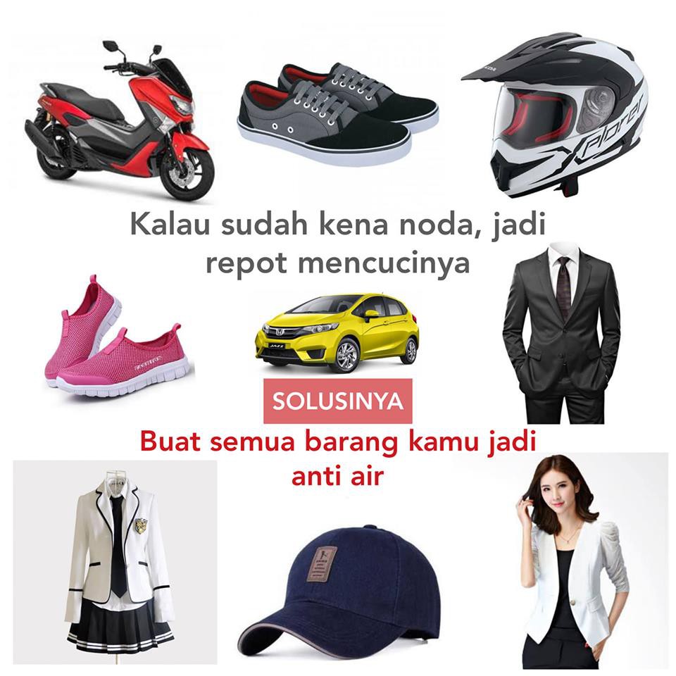 Formula Anti Air, NoWet Waterproof spray, Spray Anti Air untuk sepatu, mobil, motor, sofa, tas, baju