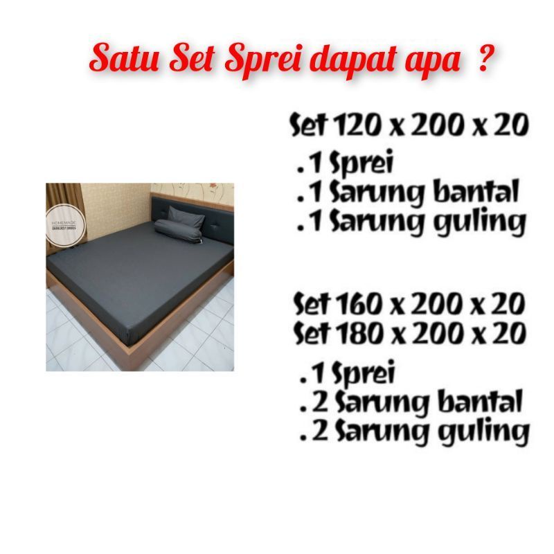 Sprei Set Polos Embos Aneka Varian Warna &amp; Ukuran 120 160 180 [ Single / Double Bed ]