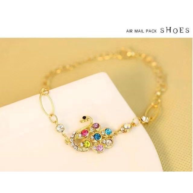 (Hello Girl)G01 Gelang Tangan Motif Angsa Dazzling Permata   Wanita Import