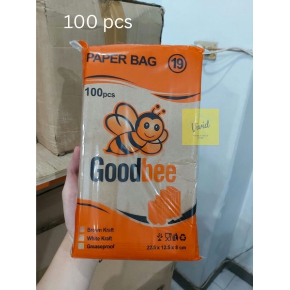 Paper Bag 19 Coklat - Kantong Kertas Warna Coklat - SOS bag Makanan Kering Baking - Isi 100 pcs