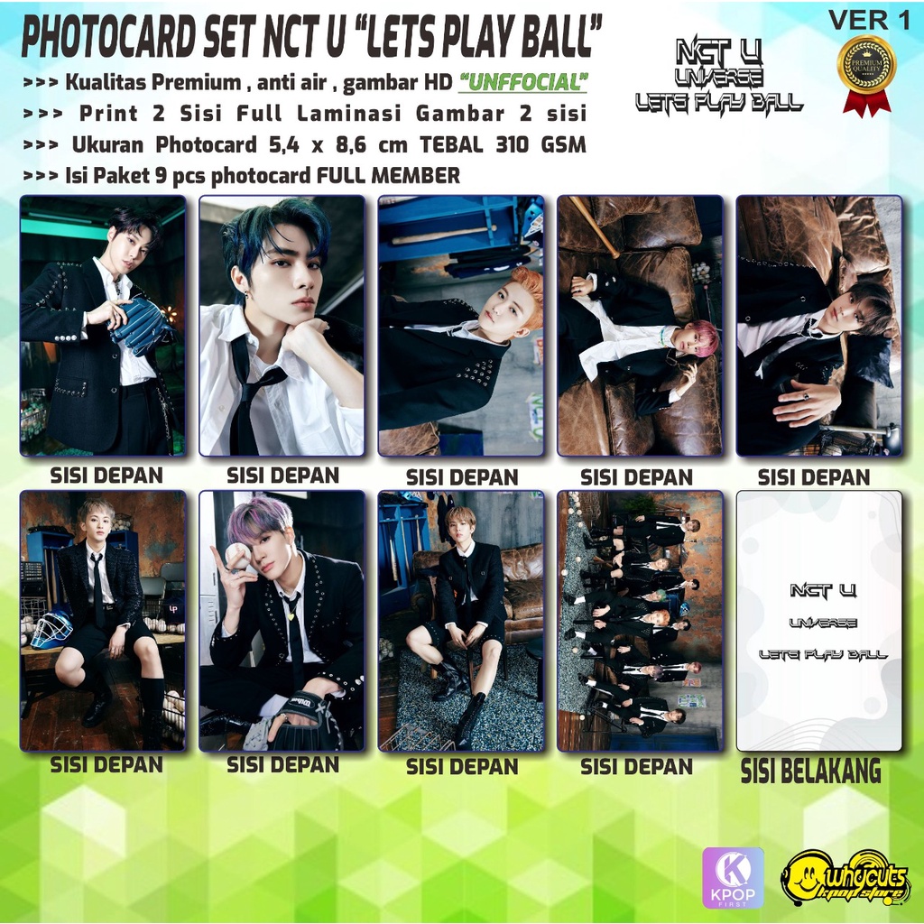 PHOTOCARD FULL SET KPOP PREMIUM NCT U // LET'S PLAY THE BALL // ISI 9 PCS FULL LAMINASI GLOSSY PRINT2 SISI