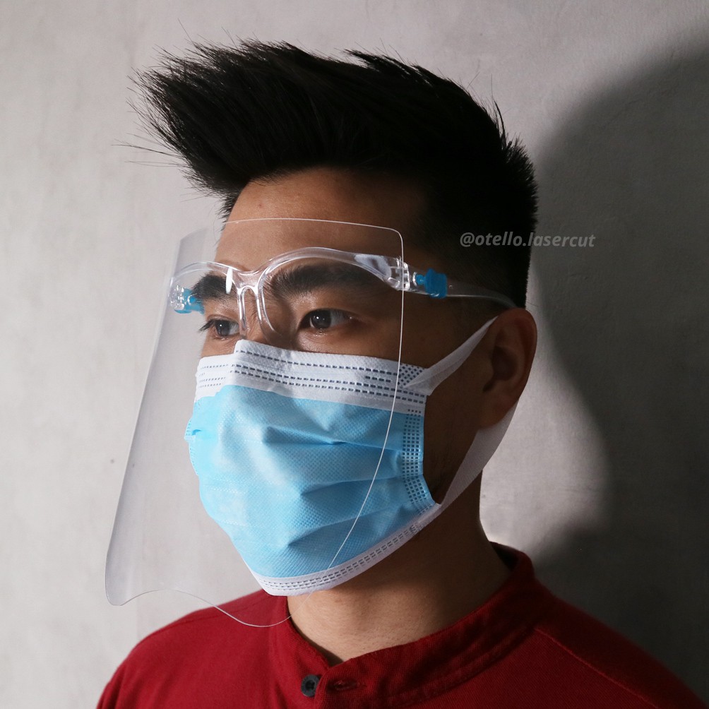 Face Shield Kacamata Clear Glass Full Faceshield Tebal Kacamata Pelindung Wajah Muka Acrylic Akrilik