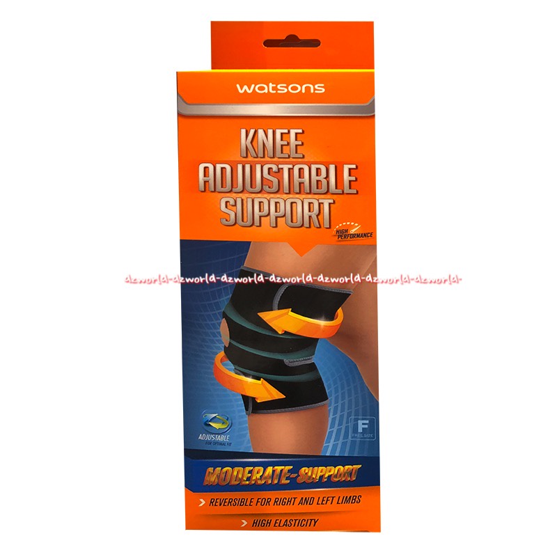 Watsons Knee Adjustable Support Alat Bantu Deker Untuk Lutut Kaki Sakit Watson Bahan Katun Hitam