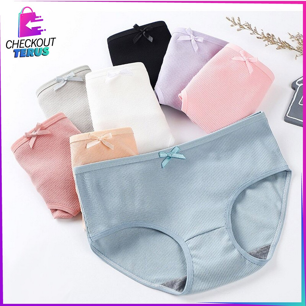 CT P84 CD Wanita Bahan Katun Pita Polos Celana Dalam Wanita Underwear Cewek Pakaian Dalam Wanita Sexy Kolor Wanita