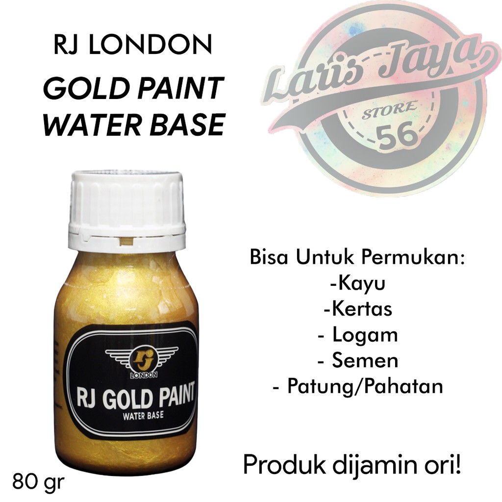 

RJ LONDON GOLD PAINT WATER BASE | Cat Air Emas | 80 gram | Berkualitas