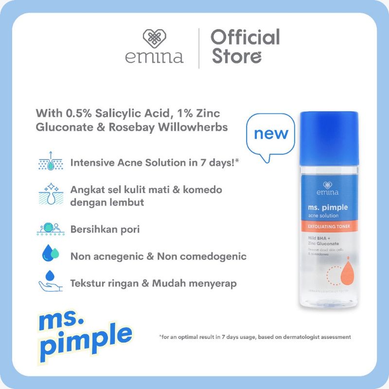 Emina Ms Pimple Acne Solution Exfoliating Toner 100ML