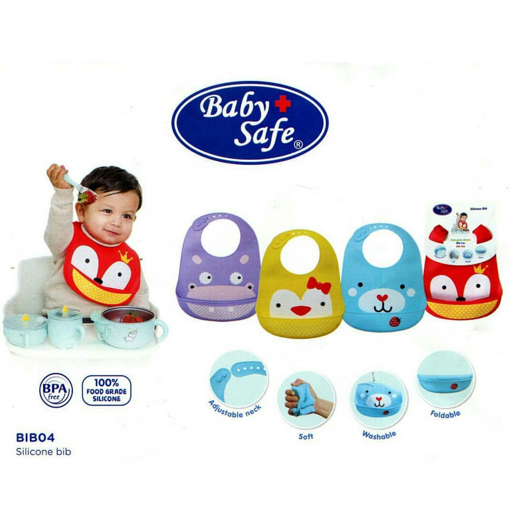 Baby Safe Silicone Bib Slabber Celemek Makan Bayi Silikon BIB04 BIB 04