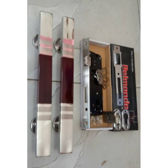 Handle pintu minimalis stainless 33cm 1set+kunci