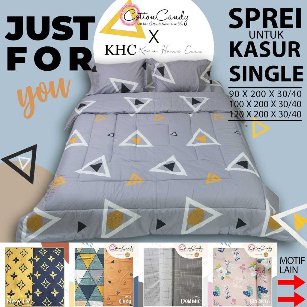 Toko Grosir Sprei Komplit Single Lembut Katun Jepang Lokal | Katun Cvc | Sarung Bantal Kuping 9770dCNVOReB