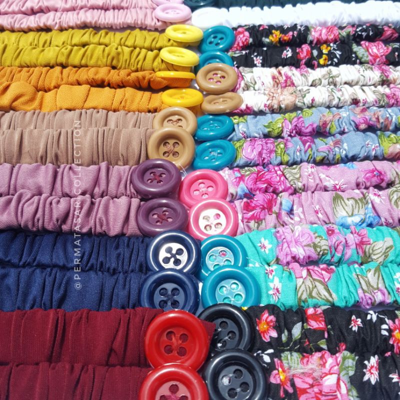 Konektor Tali Pengait Penghubung Masker Dewasa Kancing Karet Bunga Polkadot Blaster Jilbab Kerudung