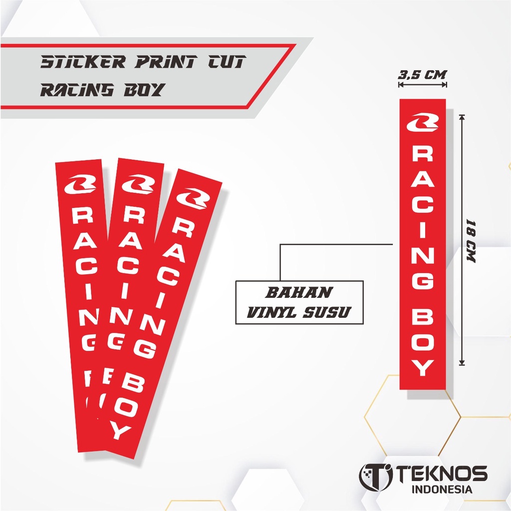 STIKER RACING BOY / STIKER SHOCK DEPAN RCB / STIKER MOTOR READY STOK